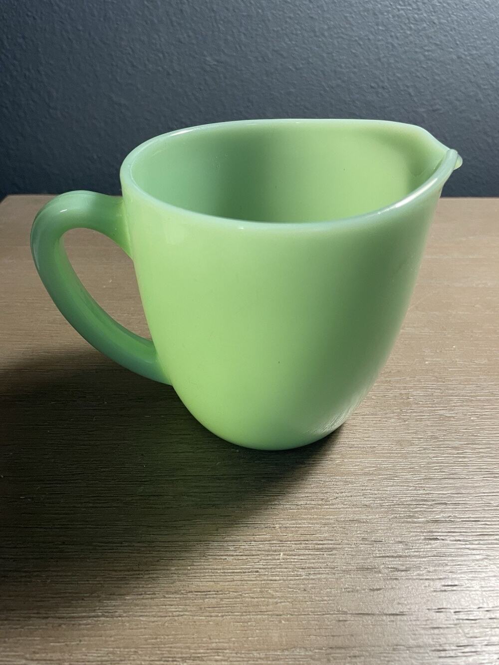 Vintage Fire-King Jadeite Milk Pitcher Creamer Green Oven Ware USA